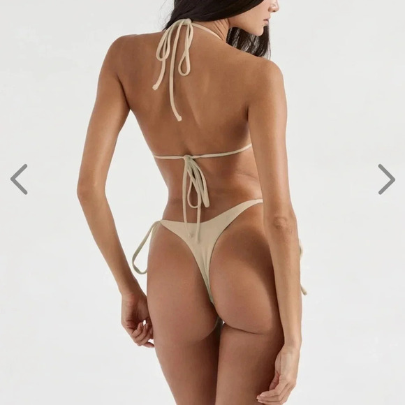 NWT OneOne Swimwear SET Bikini Ariel Sand Nude Beige Skimpy Small Triangle NEW - Picture 2 of 7
